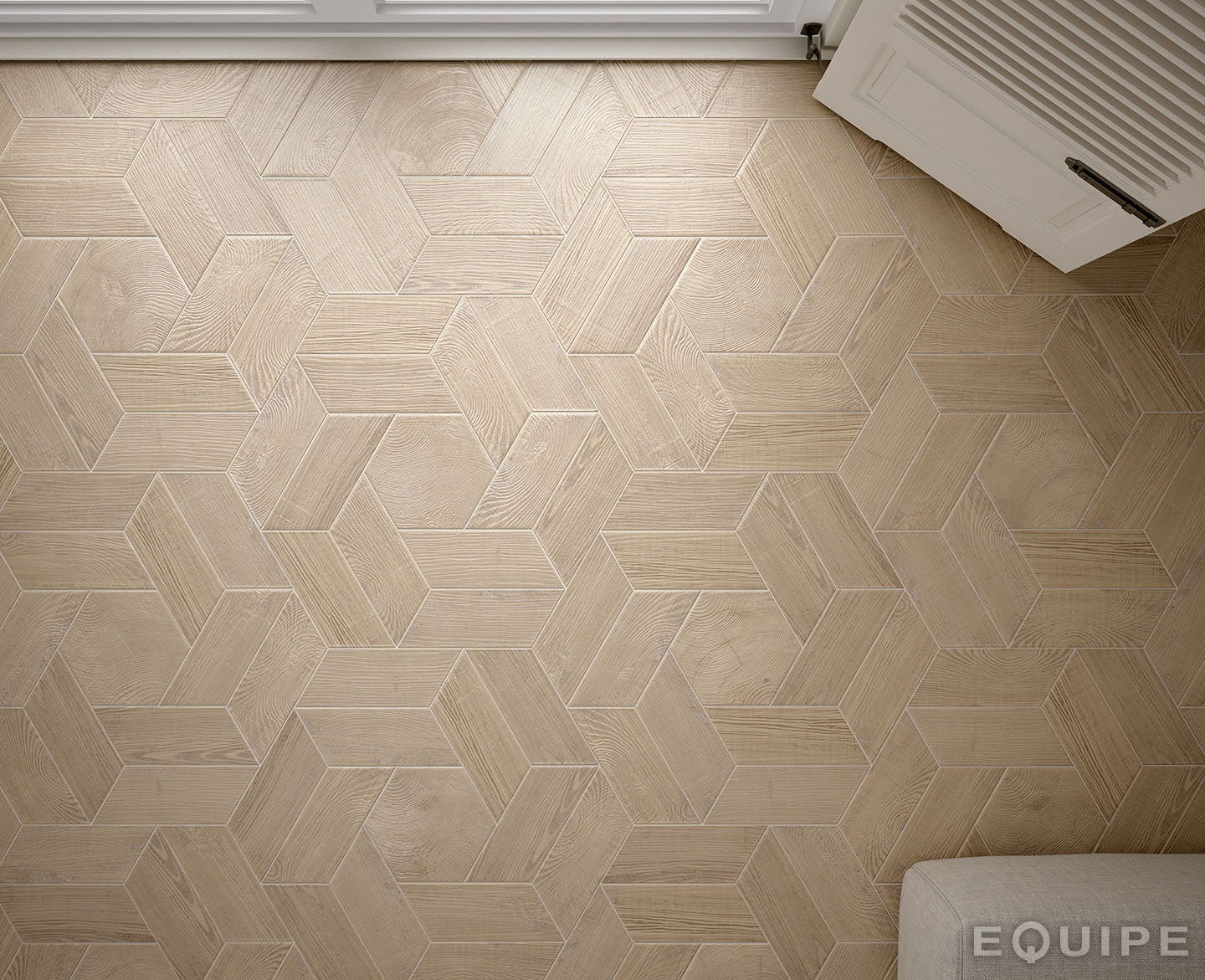 Серия Hexawood - Equipe Ceramicas бежов дървовиден гранитогрес за баня от онлайн магазин за обзавеждане KERANOVA