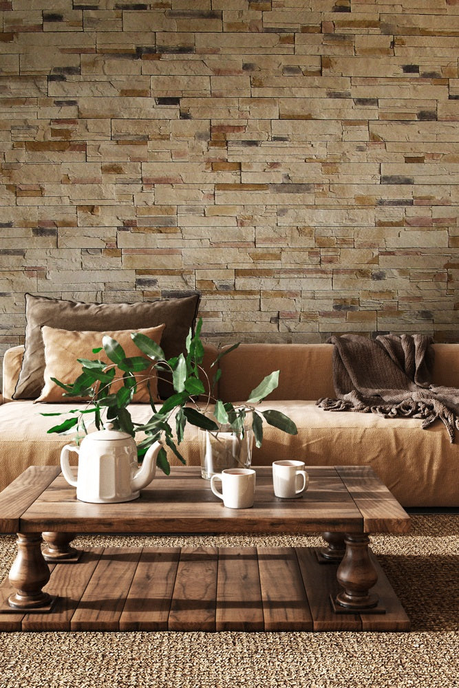 Highland - 9 цвята изкуствен камък за облицовка на стени в онлайн магазин KERANOVA, декоративна визия на дневна стена