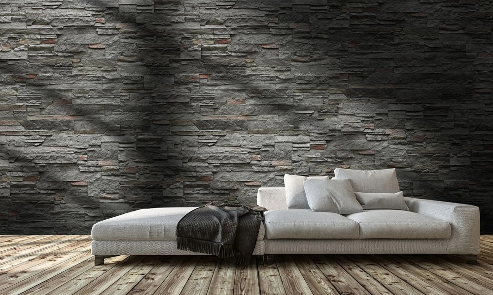 Highland - 9 цвята изкуствен камък за облицовка на стени, декоративен стил за баня от KERANOVA, снимка с диван