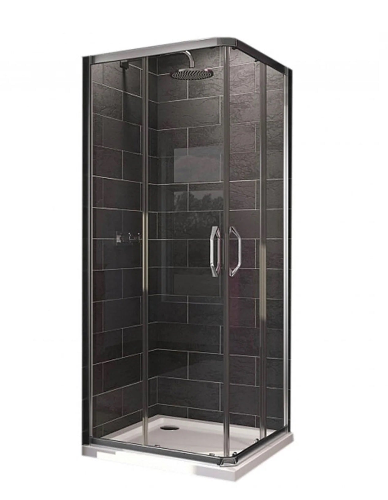 Немска душ кабина Huppe X1 - 90x90 в стилна черна стъклена кабина 90x90, магнитно затваряне, хромиран профил - KERANOVA