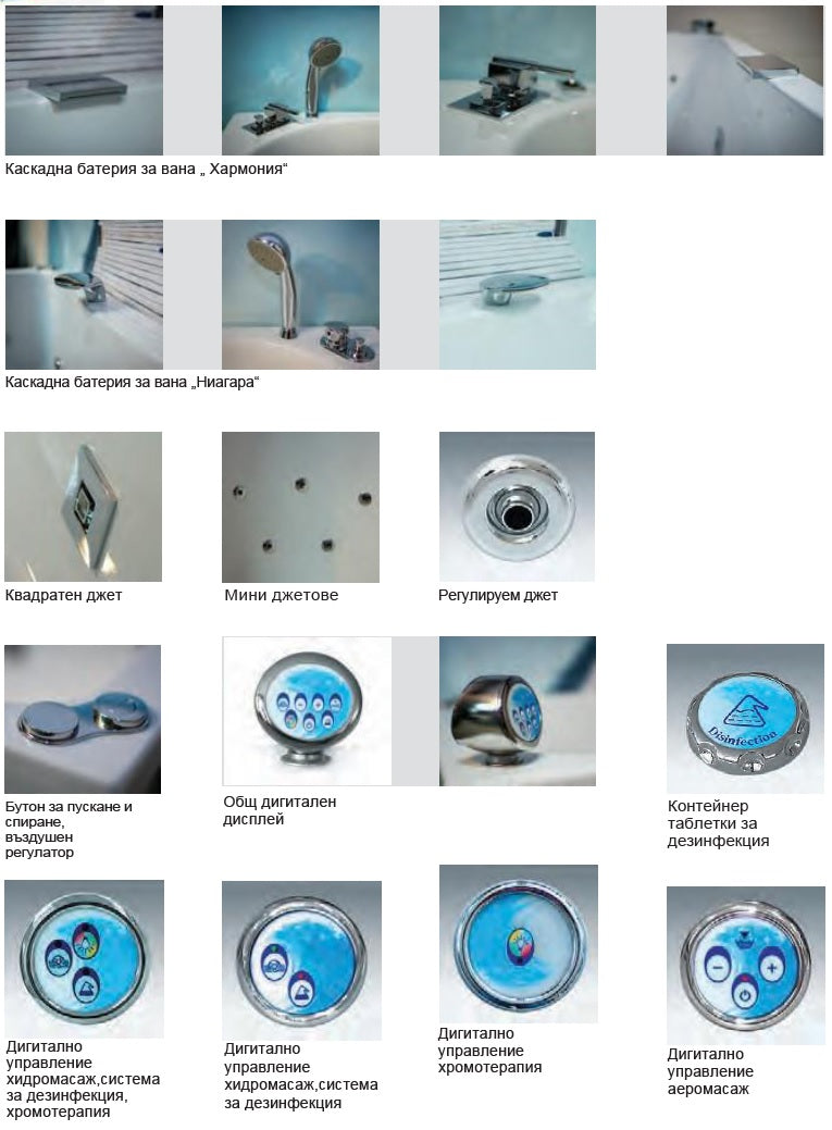 Julietta 190x90 см. акрилна вана с преден и страничен панел, хидро и аеромасажни джетове, пневматично управление - KERANOVA онлайн магазин