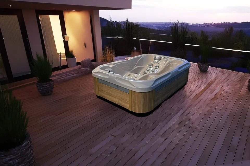 Indulgence 214x143 см. хидромасажна вана за двама на тераса — онлайн магазин за обзавеждане за бани KERANOVA