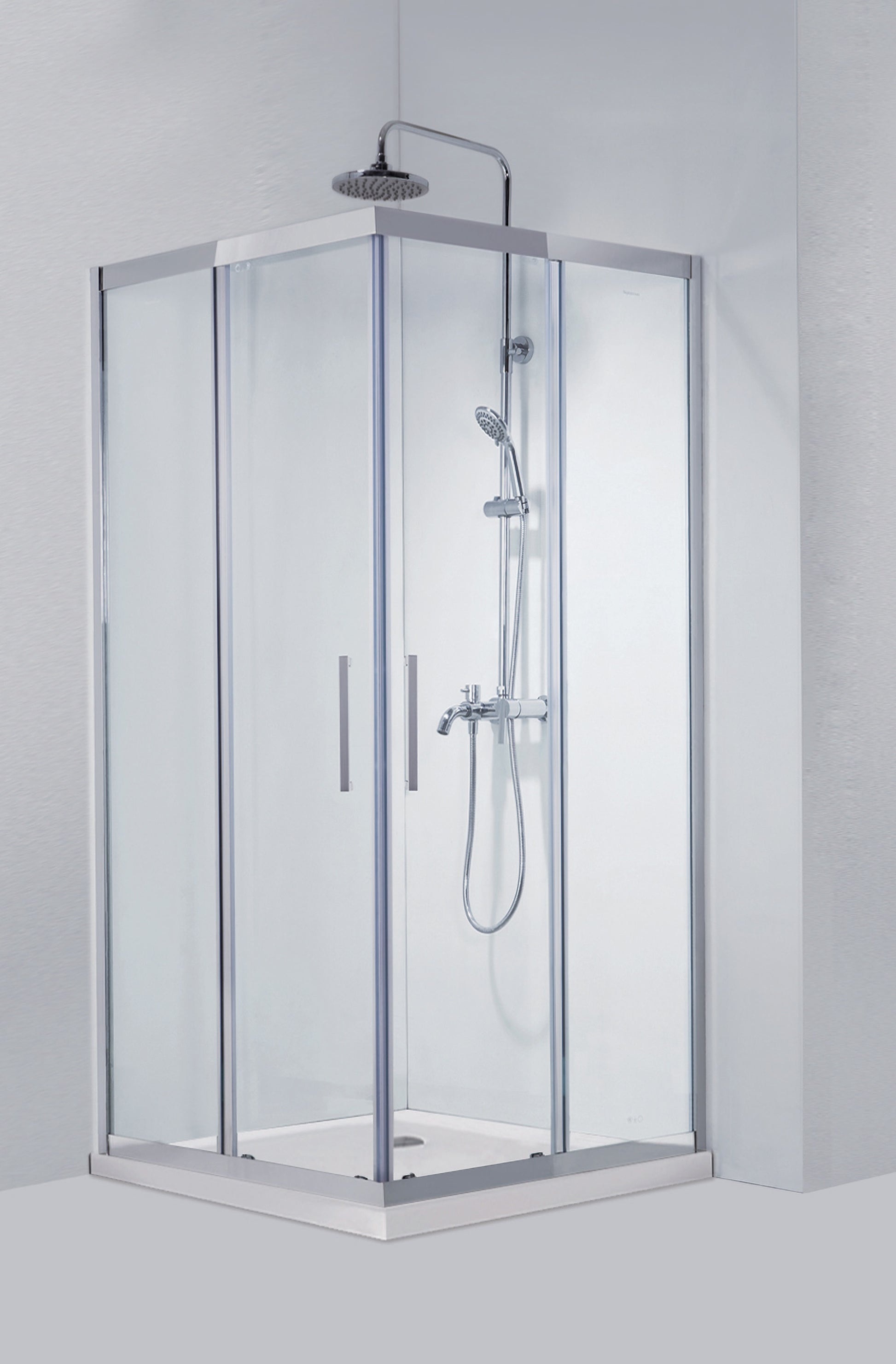 Inox 100 - 80x100 см. - профил от неръждаема стомана масивна душ кабина 8 мм прозрачно закалено стъкло магнитни уплътнения KERANOVA