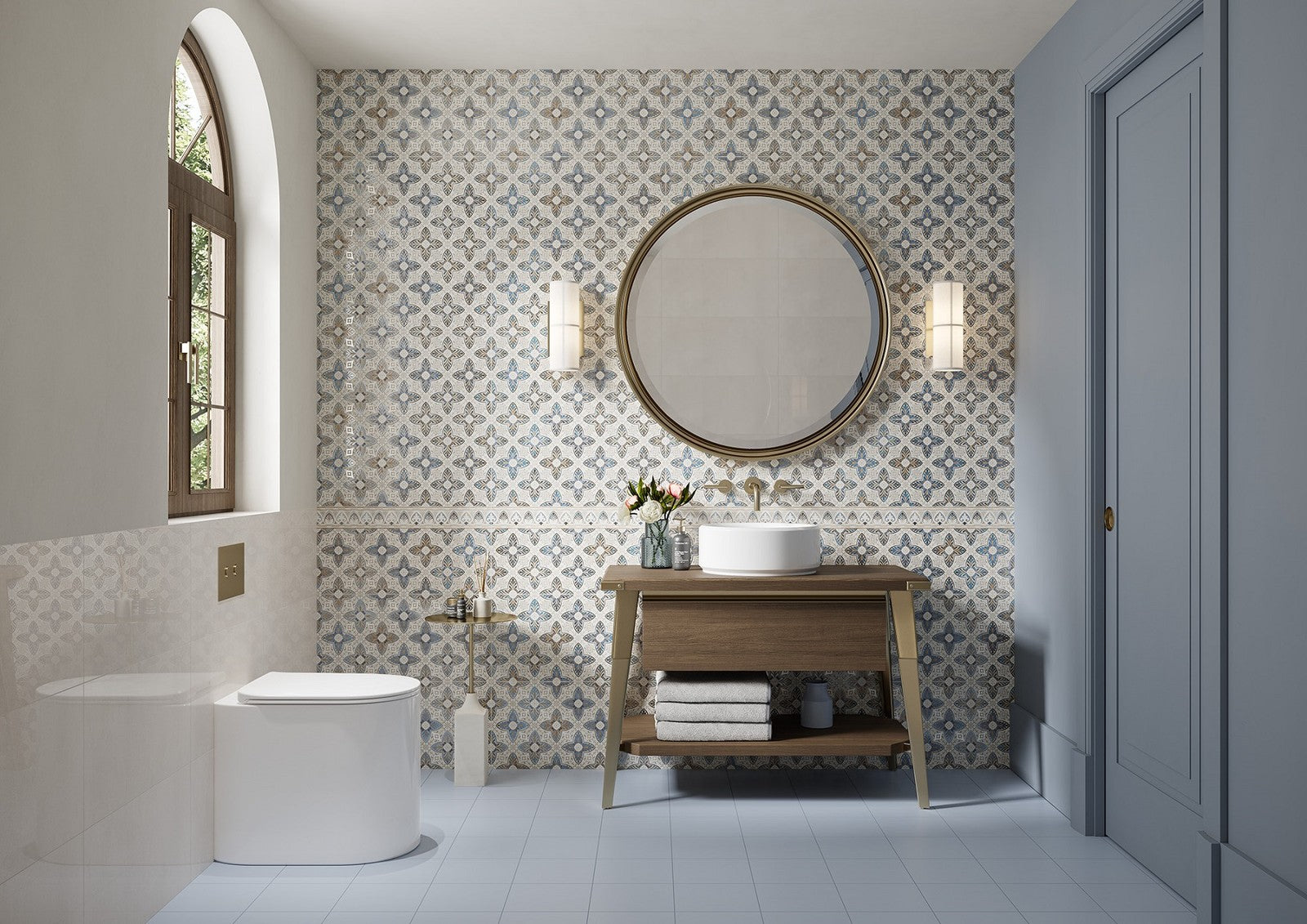 Iris 30x60 Paradyz полски гланцирани плочки за баня в онлайн магазин KERANOVA, интериор с мивка и огледало