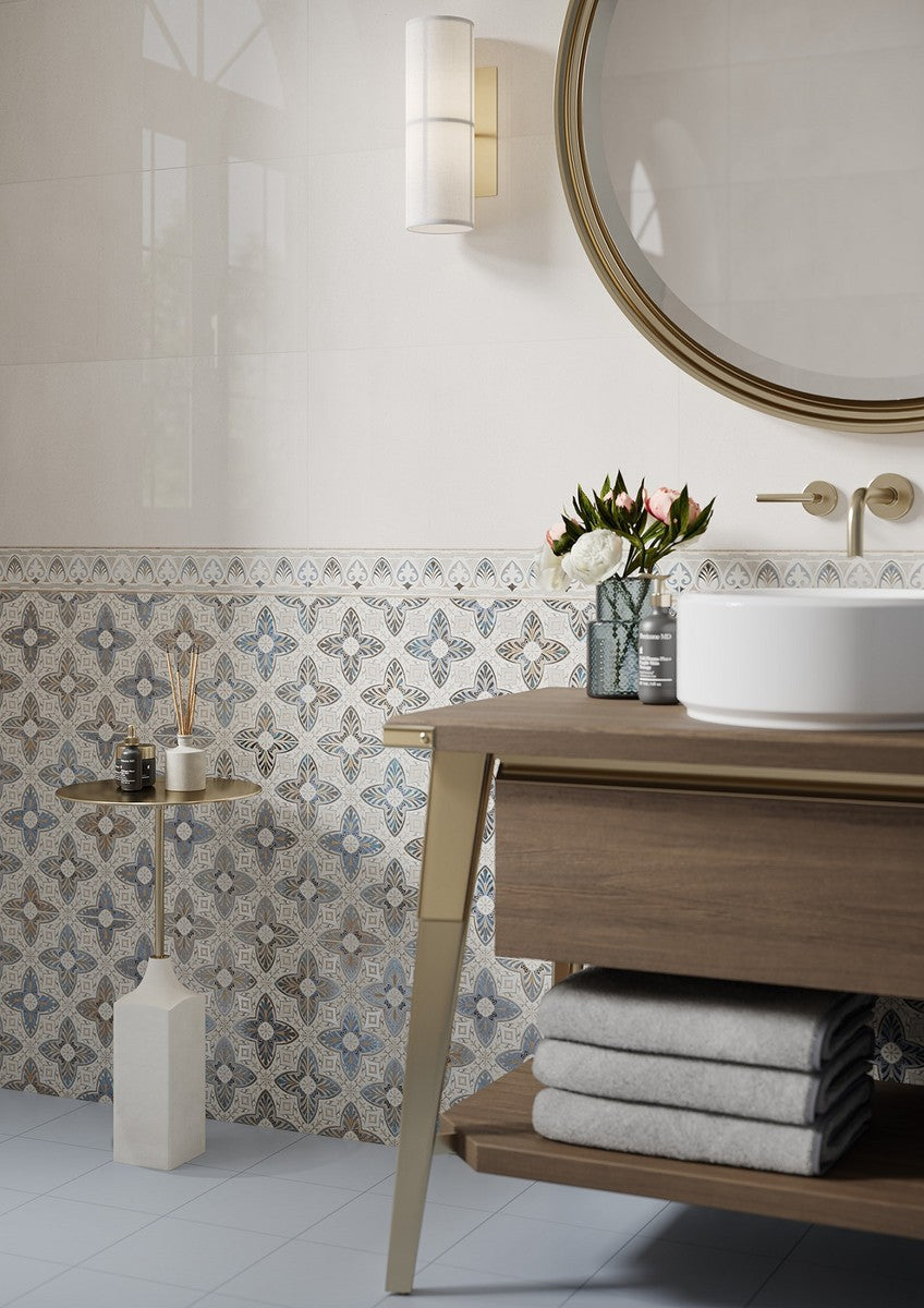 Iris 30x60 Paradyz бляскави полски плочки за баня в онлайн магазин KERANOVA, гланцова бяла и декоративна шарка