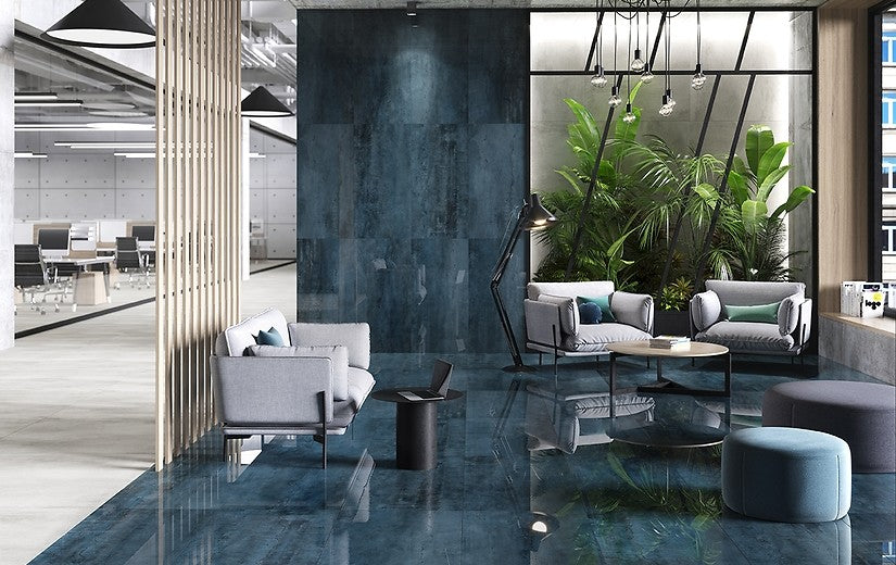 Ironic Blue 60x120 Cersanit полиран гранитогрес в син цвят за баня и интериор – онлайн магазин за обзавеждане за бани KERANOVA