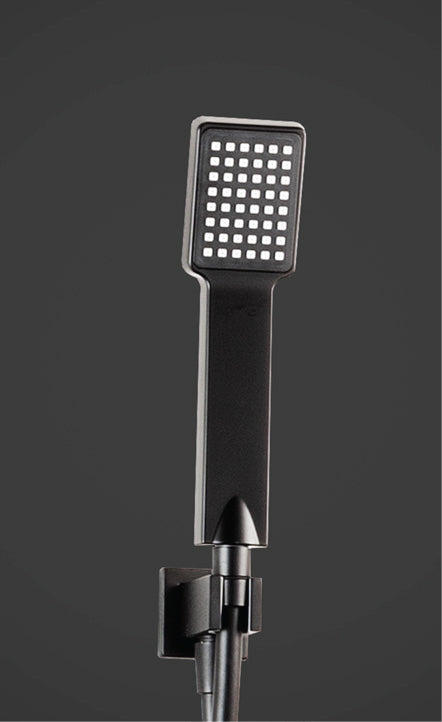 Душ система Isis Negro Mate - черен мат ръчен душ квадратен дизайн, черен мат, регулируеми струи, онлайн магазин KERANOVA