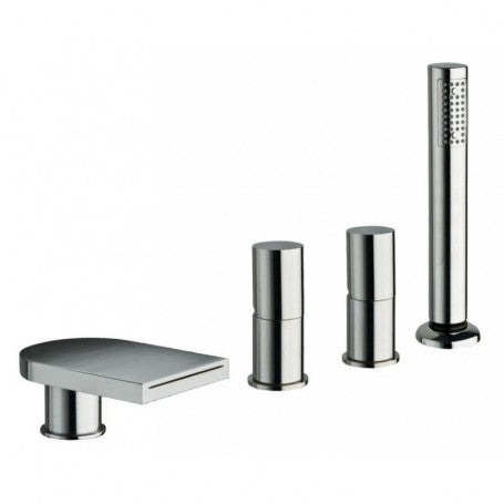 Смесител за вана Italia - цилиндричен 4-отвора каскаден чучур, хром, онлайн магазин за обзавеждане за бани KERANOVA