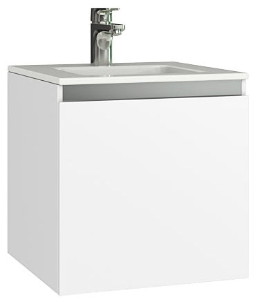 Шкаф с мивка Изи 45 см. бял PVC шкаф за баня, монтаж на стена, водоустойчив дизайн - онлайн магазин за обзавеждане KERANOVA