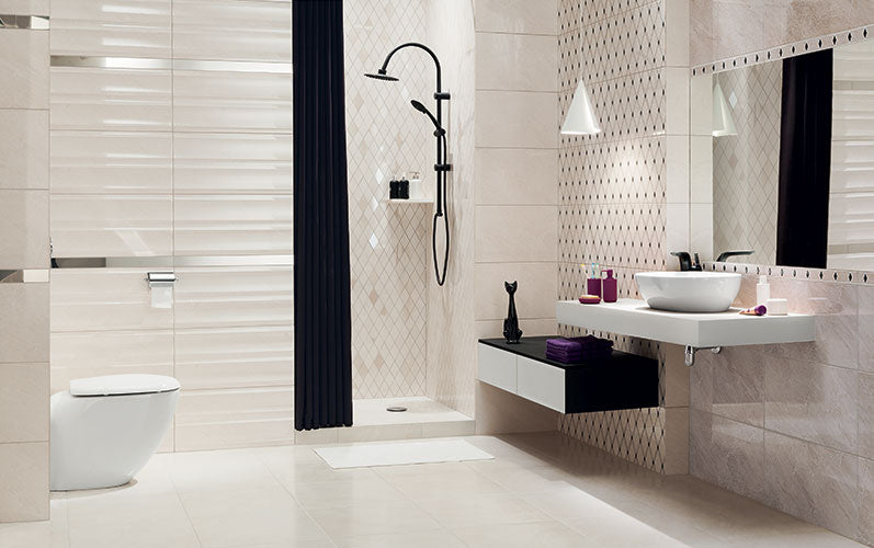 Баня Jant 30.8x60.8 - Ceramika Arte бежови плочки за баня в модерен интериор от онлайн магазин за обзавеждане KERANOVA