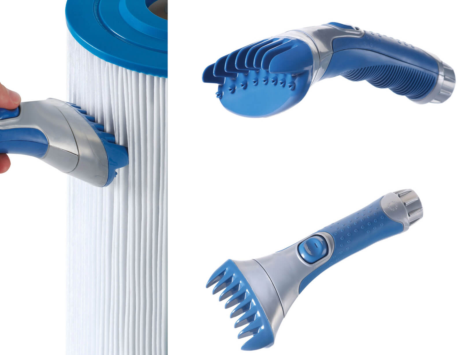 Препарати за подръжка на вода AquaFinesse - син електрически скрепер и четка за почистване на филтри и спа повърхности