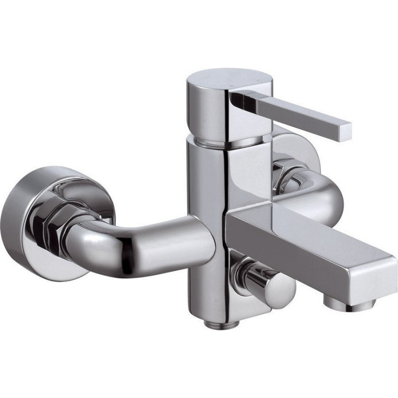 Смесител за вана/душ Bern хром, стенен комплект със слушалка и шлаух - онлайн магазин за обзавеждане за бани KERANOVA