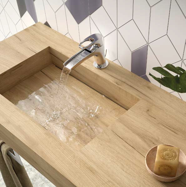 Плот Compakt с излято корито в 5 различни декора - дървесен HPL плот с вграден корито и течаща вода за баня, онлайн магазин KERANOVA