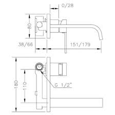 Вграден смесител за мивка Kenjo – технически чертеж, чучур 16/22 см, комплект вътрешна и външна част, KERANOVA онлайн магазин