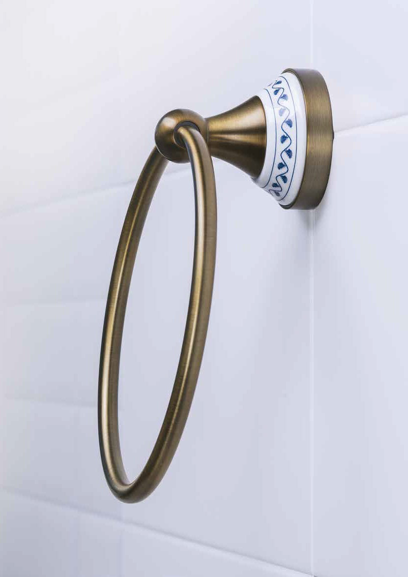 Класическа серия аксесоари за баня Kera - бронзова халка за кърпи с керамичен елемент, онлайн магазин KERANOVA