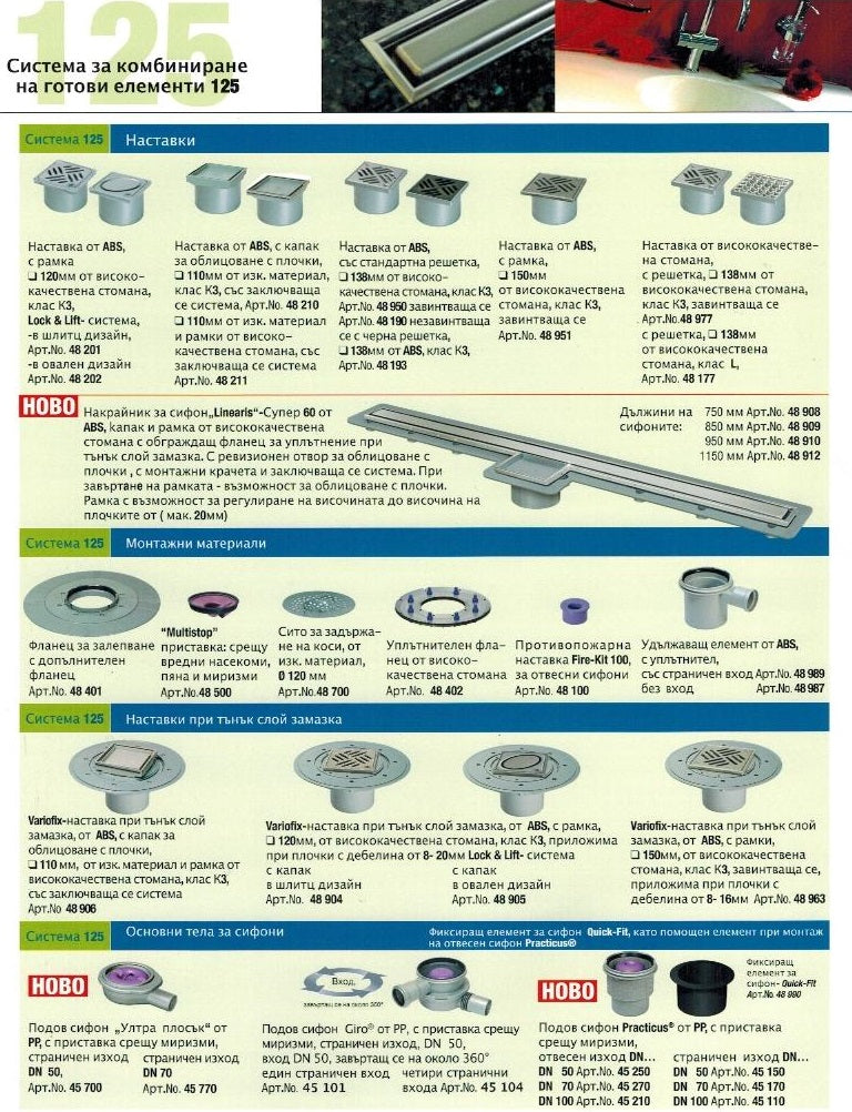 Сифони за баня Kessel – онлайн магазин за обзавеждане за бани KERANOVA, каталожна страница с модели и аксесоари