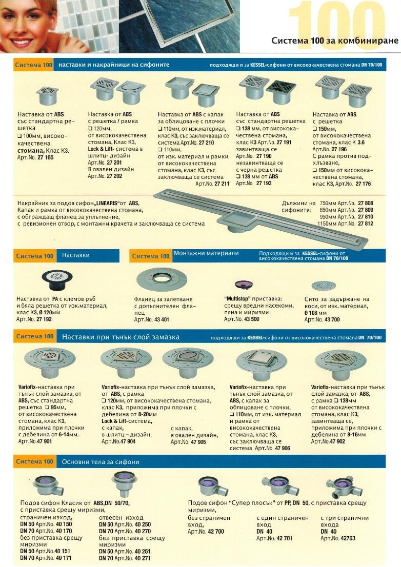 Сифони за баня Kessel – онлайн магазин за обзавеждане за бани KERANOVA, каталожни модели и аксесоари