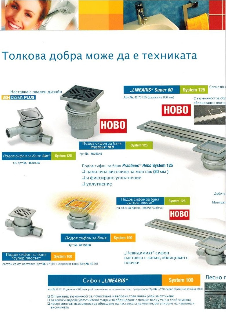 Сифони за баня Kessel - каталог продукти за онлайн магазин KERANOVA, различни модели подови и ъглови сифони за баня