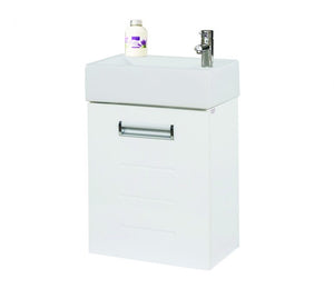 шкаф с мивка Кико 40 бял модерен шкаф за баня с мивка и чекмедже от онлайн магазин за обзавеждане за бани KERANOVA