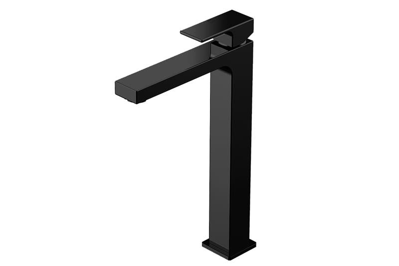 Смесител за мивка Kubic XL Black - висок черен матиран смесител за мивка, чучур 250 мм, включен витло, онлайн магазин KERANOVA