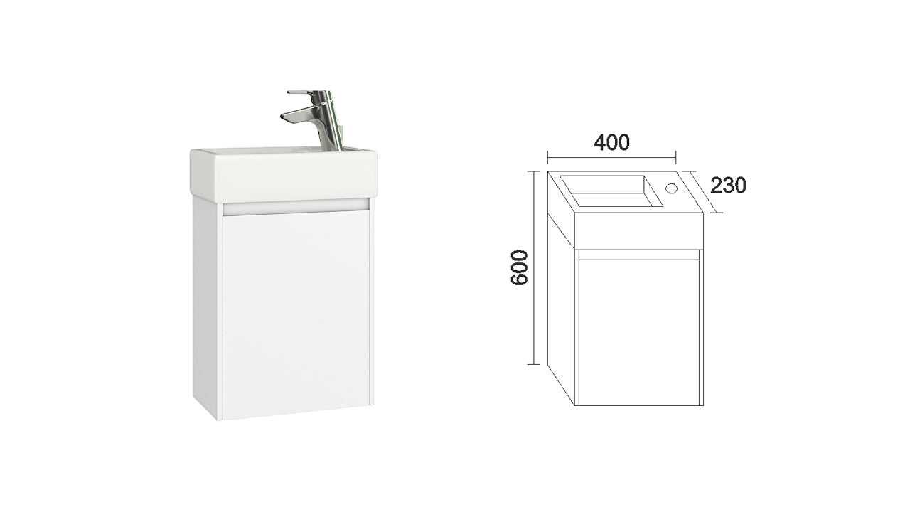 Шкаф с мивка Лара 40 см. — бял PVC шкаф за баня 40x23x60 см, устойчив на влага, онлайн магазин KERANOVA
