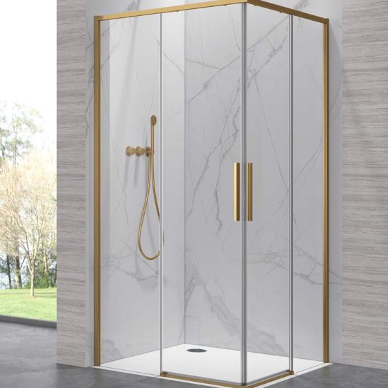 Lea 100 Oro - 70x100 златен мат асиметрична душ кабина със златен мат профил, закалено стъкло 6 мм