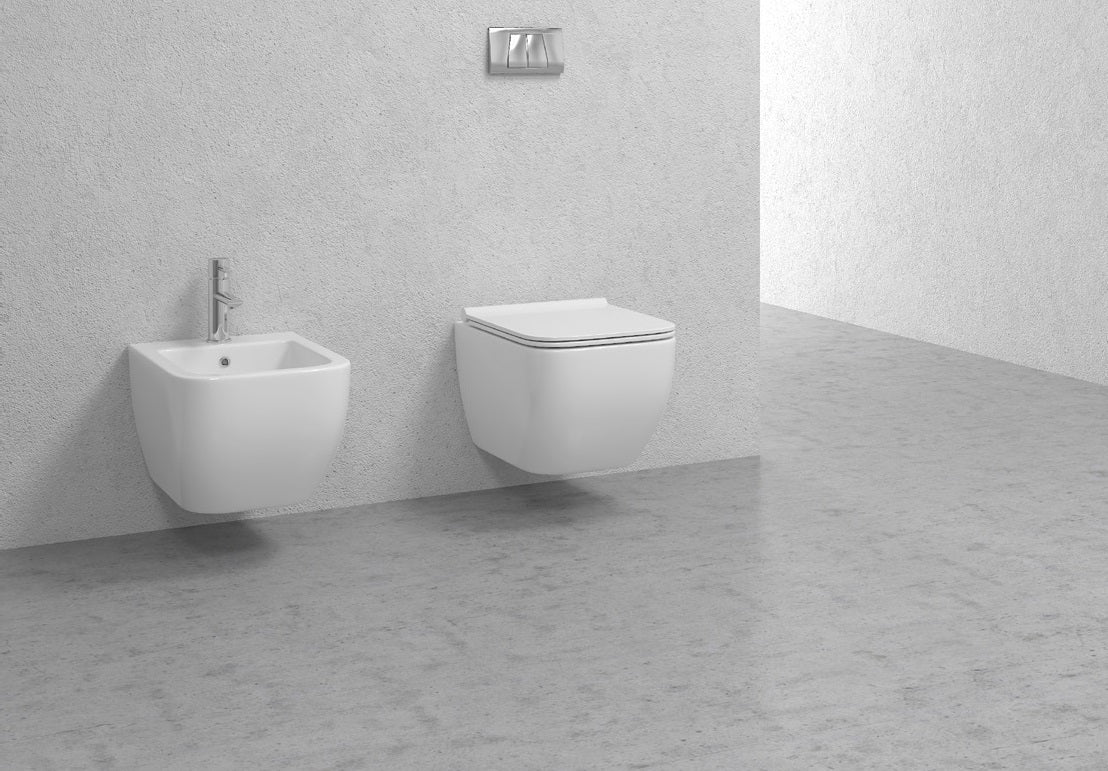 Конзолна тоалетна Legend - бяла конзолна тоалетна чиния с кубична форма, седалка с плавно затваряне | KERANOVA онлайн магазин