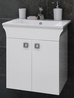 шкаф с мивка Линеа 55 бял модерен шкаф за баня от онлайн магазин за обзавеждане за бани KERANOVA