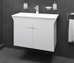 шкаф с мивка Линеа 80 ПВЦ бял стенен модерен дизайн от онлайн магазин за обзавеждане за бани KERANOVA