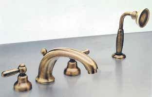 Ретро каскада за вана London - хром, сатен, бронз или злато: четиридупков смесител борд ванa в античен бронз, дизайн Италия, KERANOVA