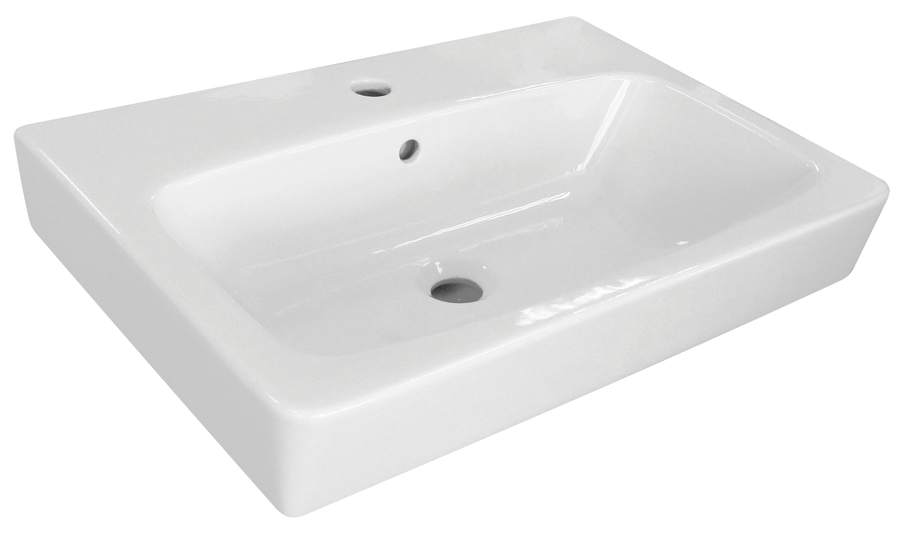 Мебел Лорена 60 см. порцеланова мивка бяло гланцово покритие за баня, комплект KERANOVA, водоустойчив PVC шкаф 60 см