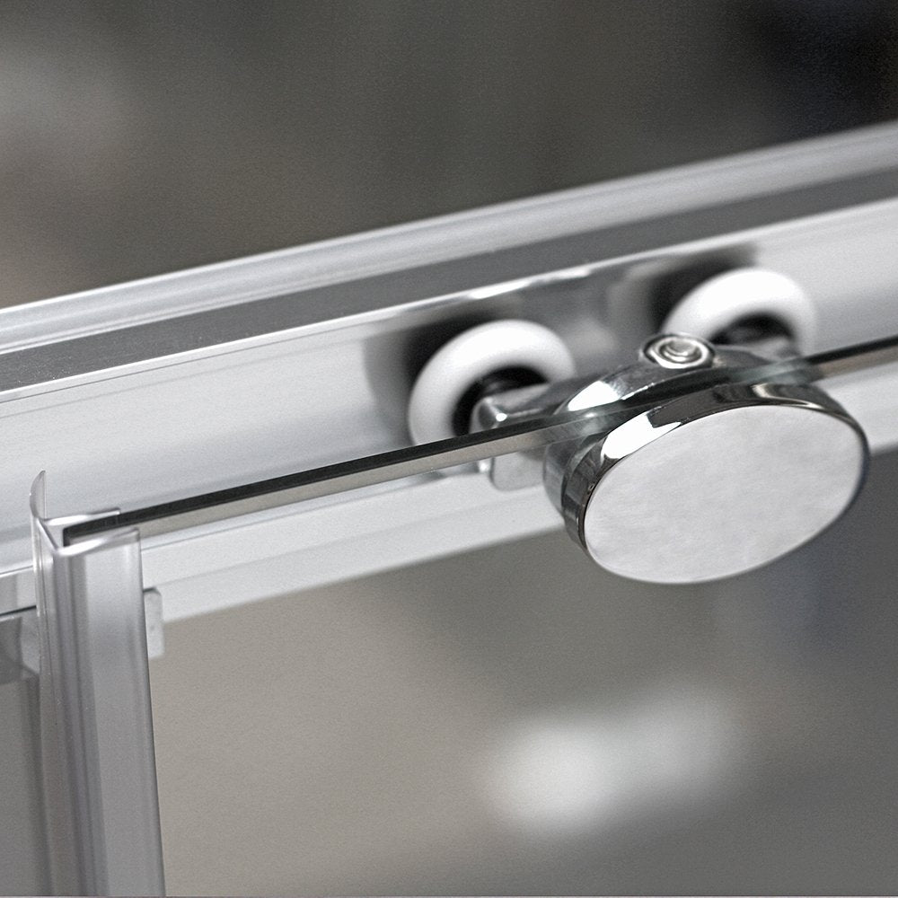 Квадратна душ кабина с плъзгане Lega Line 90x90 см. - хромирани двойни ролки и алуминиев профил, Rolshield Nanoglass покритие