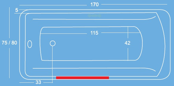 Luna 170x75 и 170х80 см. хидромасажна вана Bio-Jet снежно бял акрил, австрийски Kohler системи - онлайн магазин KERANOVA