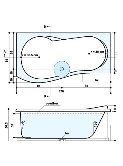 Margarita 170 x 70/85 см. акрилна вана с хидро и аеромасаж, панели и сифони - онлайн магазин за обзавеждане за бани KERANOVA