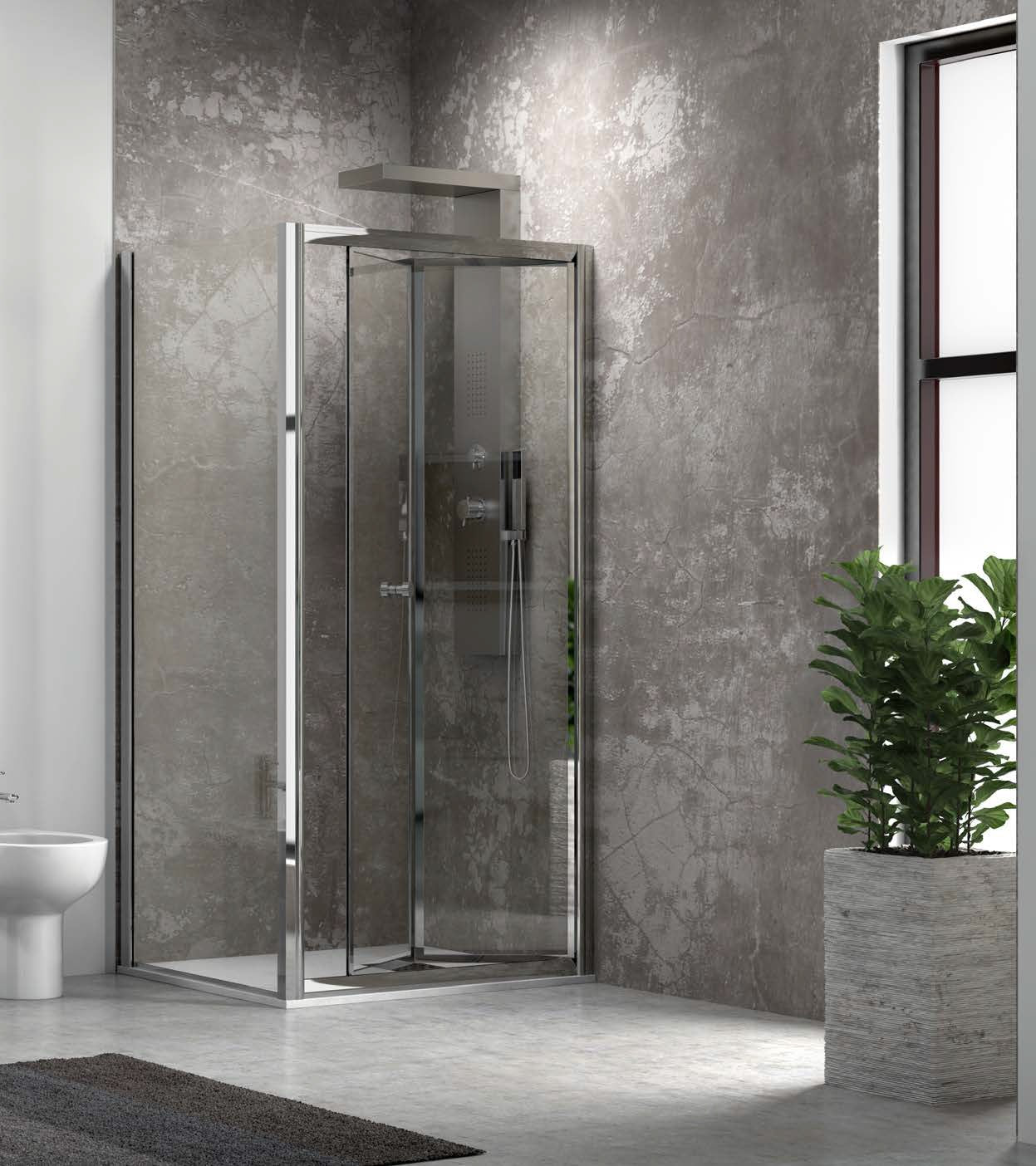 M 4S - 80х80 см. - сгъваема врата. душ кабина с магнитен уплътнител, AntiCalc 4/6 мм стъкло, хромиран алуминиев профил, KERANOVA онлайн магазин