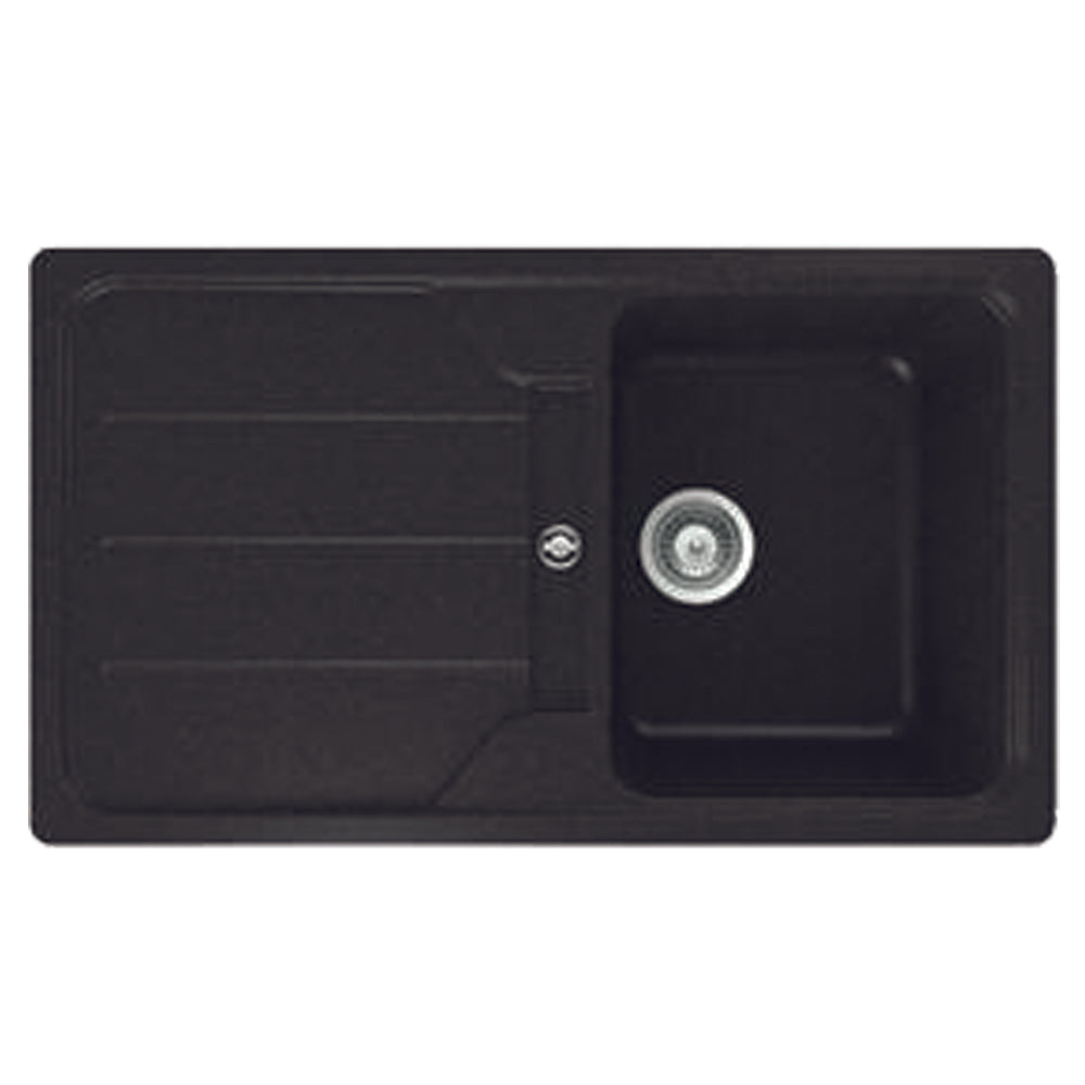 Мивка от синтетичен гранит Simpla 45 B-TG черен металик за шкаф 45 см, голямо корито 33,5x42 см, дълбочина 19 см – KERANOVA