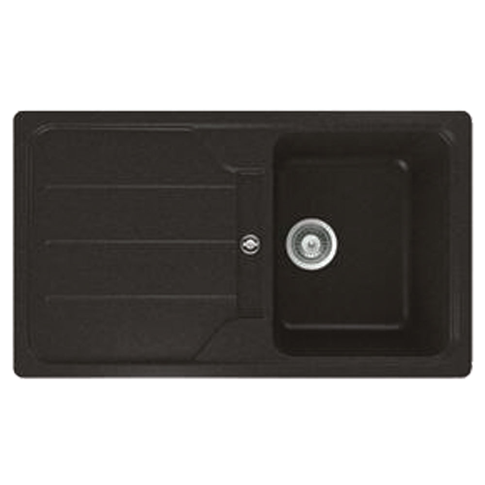 Мивка от синтетичен гранит Simpla 45 B-TG черен металик за шкаф 45 см, голямо корито 33,5x42 см, дълбочина 19 см – KERANOVA