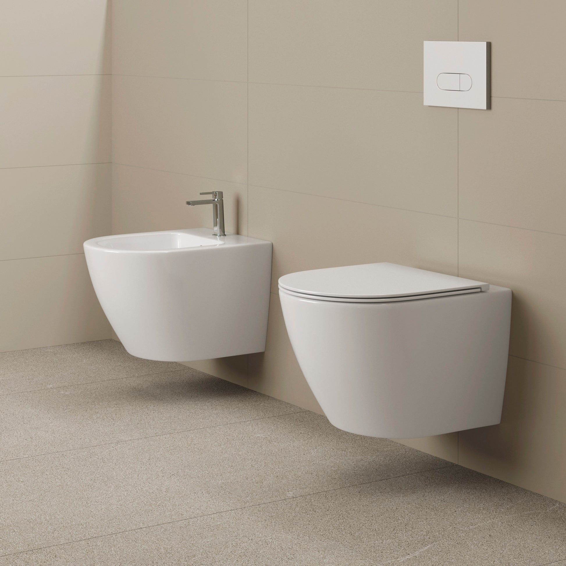 Конзолна тоалетна Magenta Rimless 48,5 см. - Becrisa бяла гланц, Rimless, скрито присъединяване, ултратънка седалка – KERANOVA онлайн магазин