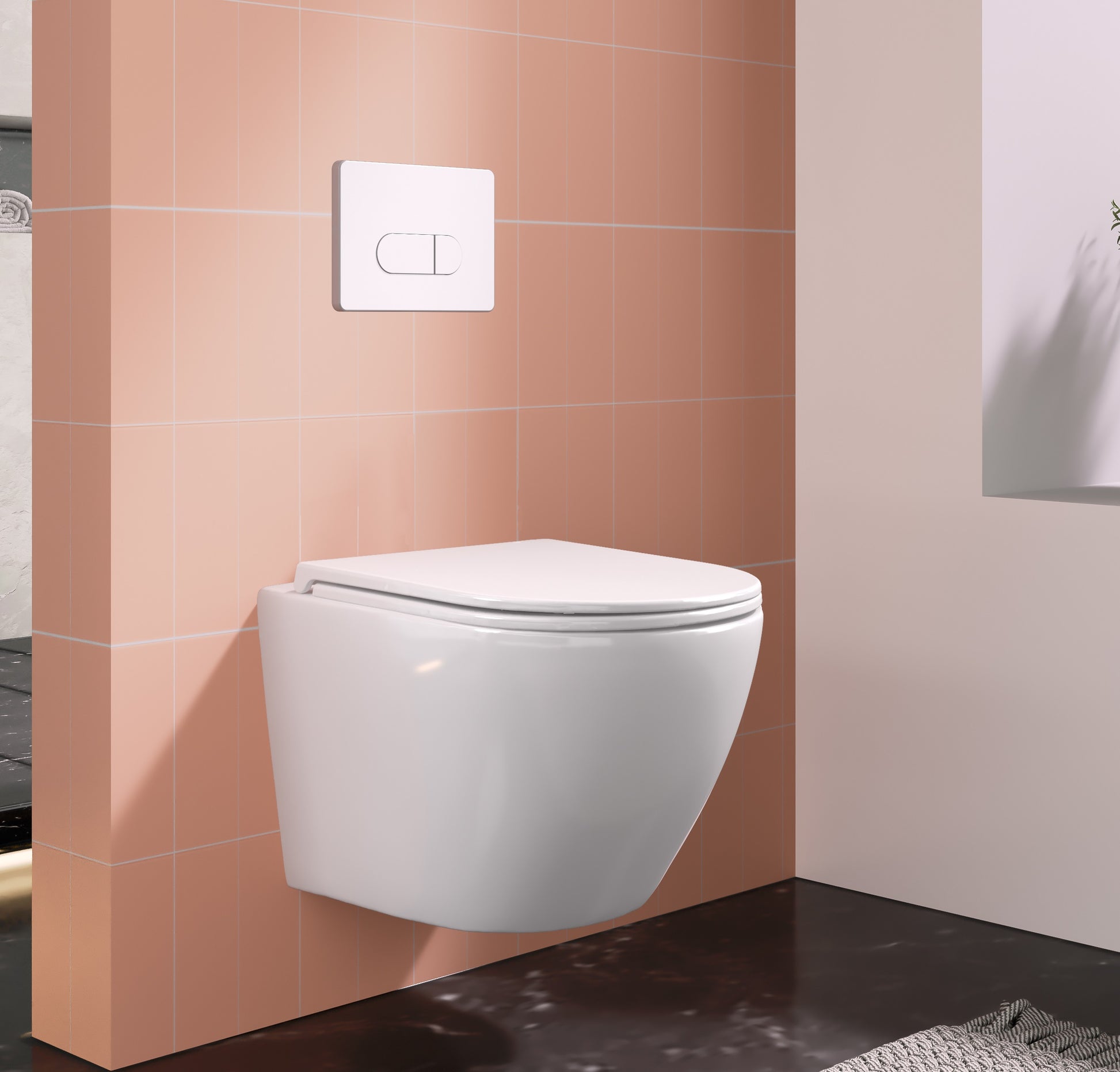 Конзолна тоалетна Magenta Plus Rimless 53,5 см. - Becrisa в бял гланц, без ръб, ултратънка седалка, онлайн магазин KERANOVA