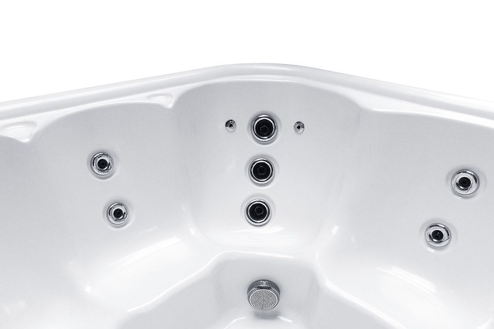 Mallorca Diamond 202x202 см. бял луксозен джакузи SPA седяща зона с хидромасажни дюзи - KERANOVA онлайн магазин
