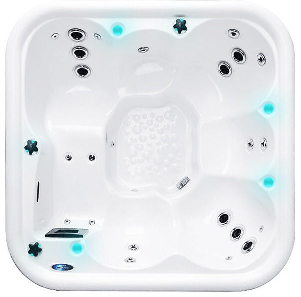Mallorca Diamond 202x202 см. бяло джакузи 5 места с LED осветление и хидромасаж – онлайн магазин за обзавеждане за бани KERANOVA