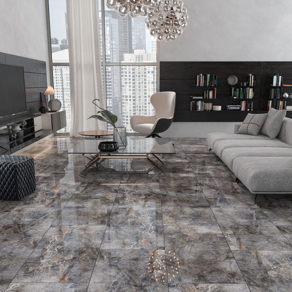 Серия Martins Polished 60x120 - Qua Granite полиран гранитогрес с мраморен декор в модерна всекидневна - онлайн магазин KERANOVA
