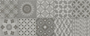 Decor Isole Metropoli Grey 20x50 декоративни сиви плочки с ретро геометрични мотиви за баня от онлайн магазин за обзавеждане за бани KERANOVA
