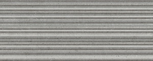 Decor Slot Metropoli Grey 20x50 - сива хоризонтална декоративна плочка с релефни ивици, идеална за бани в онлайн магазин KERANOVA