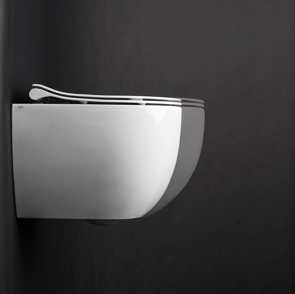 Rimless тоалетна Mini Glomp - 46 см дълбочина от KERANOVA, безрингова, компактна вградена тоалетна с антибактериален капак