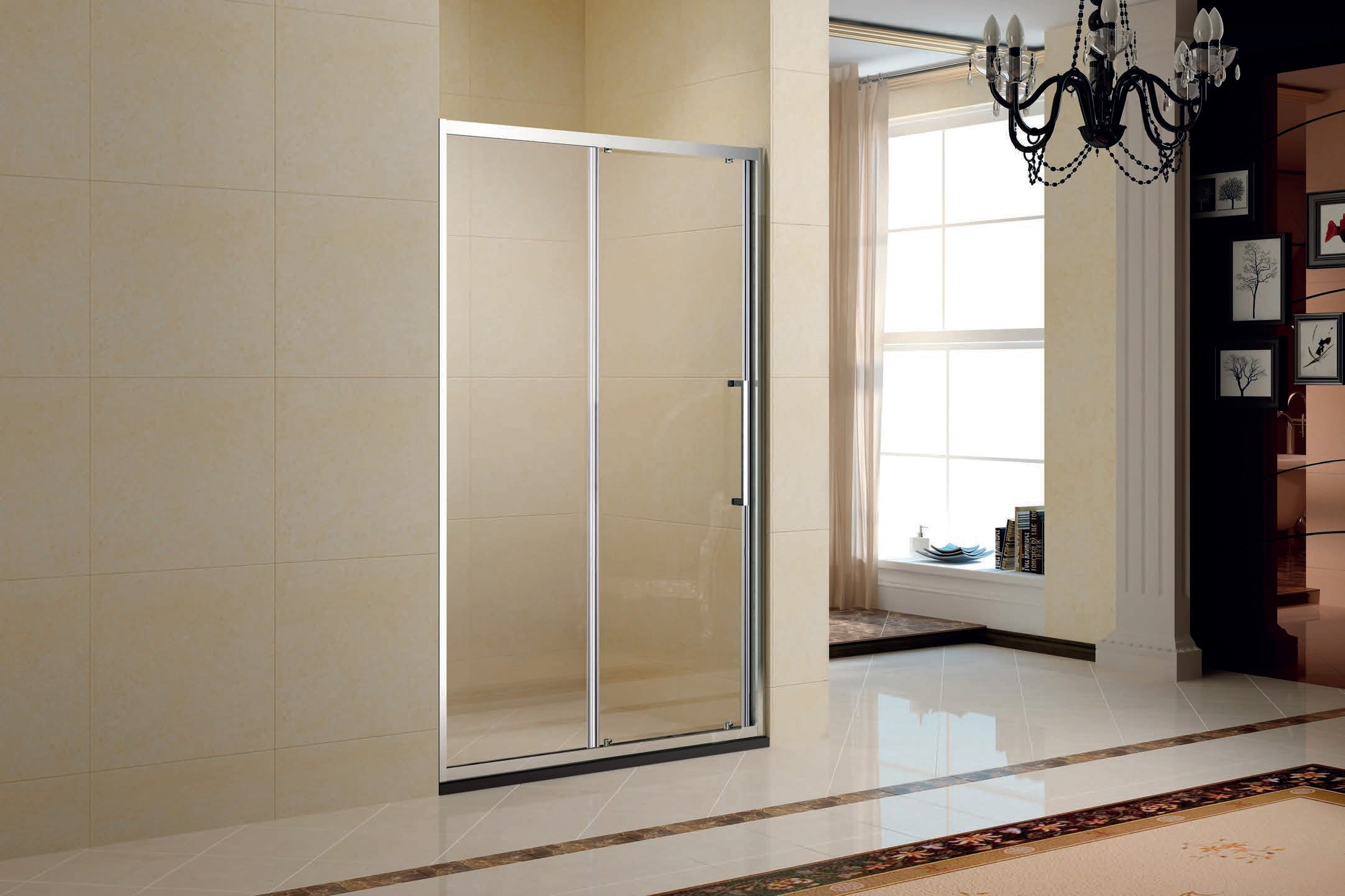 MINIMAL 400 - 138-139.5X195 СМ. стъклен параван за баня с една плъзгаща и една статична част, KERANOVA онлайн магазин