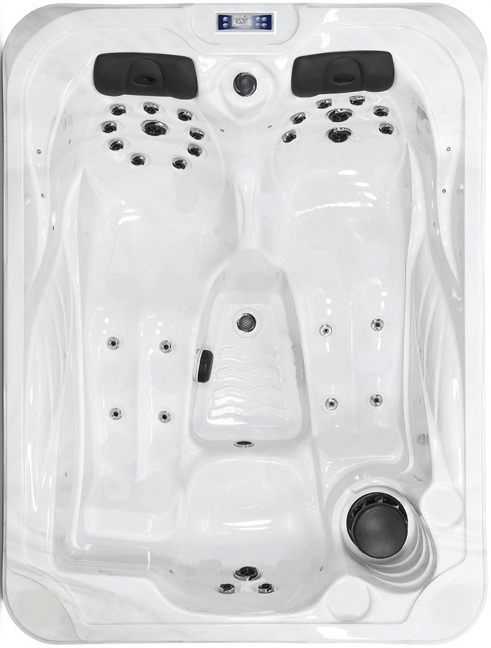 Spring 210x160 см. триместна хидромасажна вана от KERANOVA за малки бани с две лежащи и едно седящо място