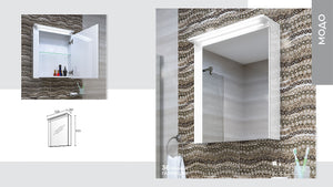 огледален шкаф Модо 52 с вградено осветление и стъклени рафтове за онлайн магазин за обзавеждане за бани KERANOVA