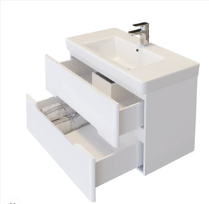 Monaco долен 80 см. бял шкаф за баня с мивка и отворени чекмеджета - онлайн магазин за обзавеждане за бани KERANOVA