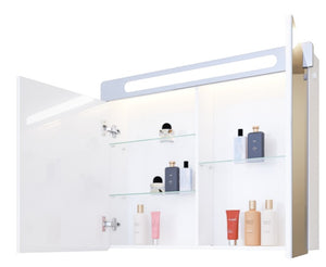 Monaco горен 80 см. бял медицински шкаф за баня с огледало и LED осветление от KERANOVA